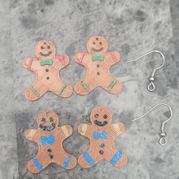 Handmade Gingerbread Man Earrings - Picture 1 of 2